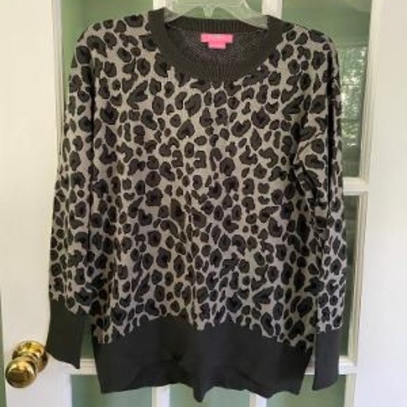 Isaac Mizrahi Gray Leopard Sweater - Picture 1 of 3